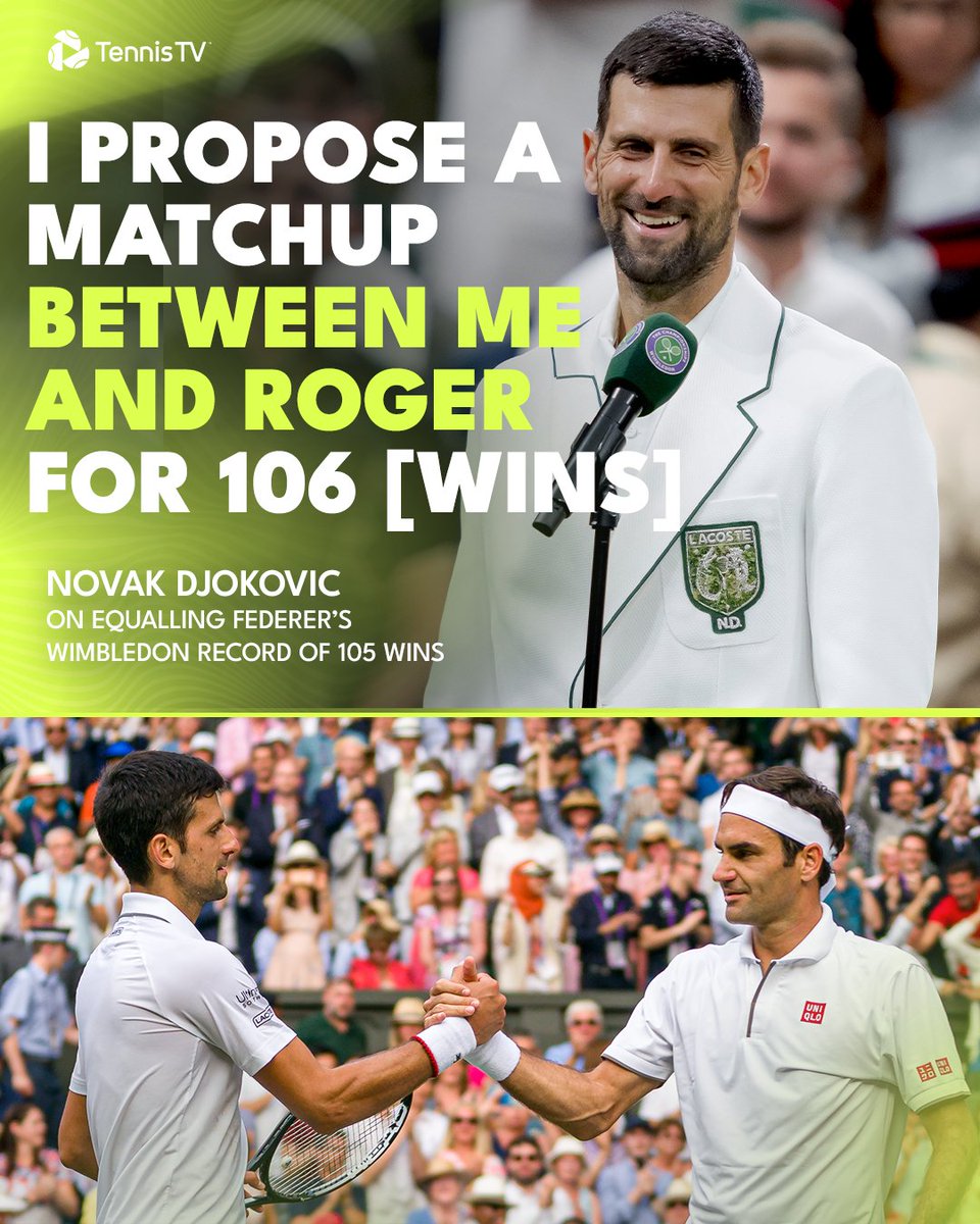 TennisTV's tweet photo. You in, Roger? 👀

@DjokerNole @rogerfederer #Wimbledon https://t.co/Pqedj7Wpxr