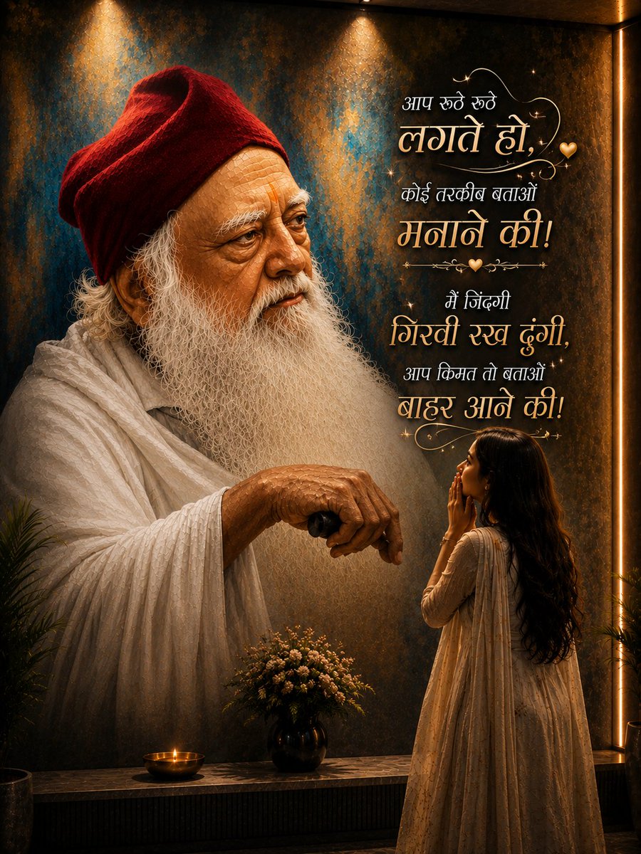 chhayameena75's tweet photo. आप रूठे रूठे लगते हों, कोई तरकीब बताओं मनाने की।
मैं जिंदगी गिरवी रख दुंगी, आप किमत तो बताओं बाहर आने की।
#SantShriAsharamjiBapu https://t.co/UiqAwBWAX0
