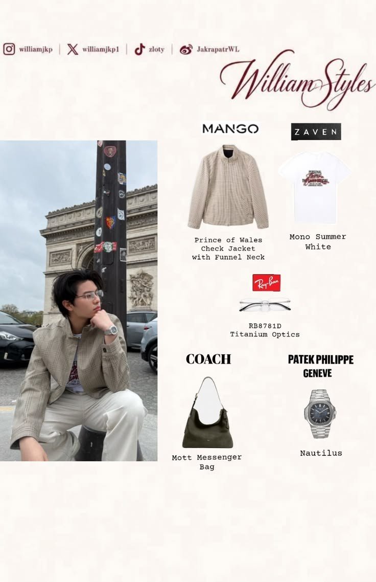 _WilliamStyles_'s tweet photo. | #williamstyles |
IG Update

@Williamjkp1

@Mango
Prince of Wales Check Jacket with Funnel Neck
Color: Grey

@zaventhofficial
Mono Summer White

@ray_ban
RB8781D
Frame: Polished Silver

@Coach
Mott Messenger Bag

@patekphilippe
Nautilus

#williamjkp https://t.co/FOq5tqJ3AS
