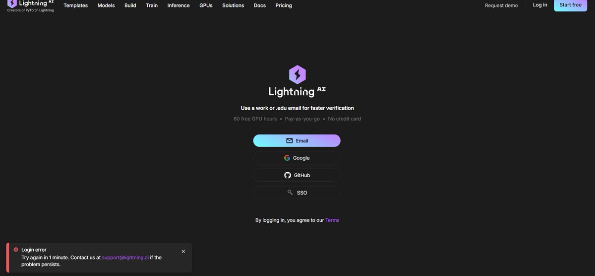 dr_milind_p's tweet photo. @LightningAI i have been seeing this error each time i try to log in , no matter how many times i try . i have send numerous emails , however their has been no response even their https://t.co/O2qaquhLNz