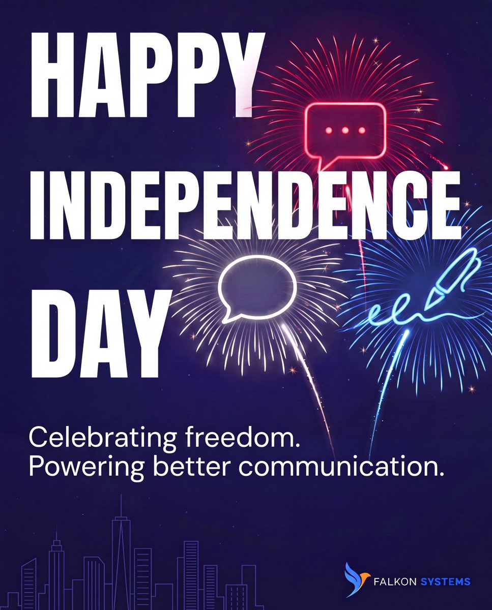 FalkonSystems's tweet photo. This Independence Day, celebrate freedom from phone tag, missed messages, and paper signatures.

Falkon SMS, Chat, and Sign help your business communicate faster and more freely.

#IndependenceDay #FourthOfJuly #FalkonSystems #BusinessTexting #B2BSaaS https://t.co/VfVLdFzomP