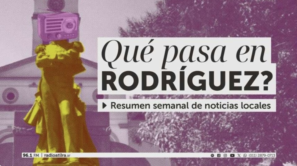 RadioAtilra's tweet photo. Qué pasa en General Rodríguez?
– Informe 03-07-2026

De la mano de Leandro Trimarco, Gabriela Díaz y Nahuel Nores te acercamos este resumen de noticias semanales de General Rodríguez.

🎧 https://t.co/4dGYehfRoq https://t.co/yJ48Ni6BAw