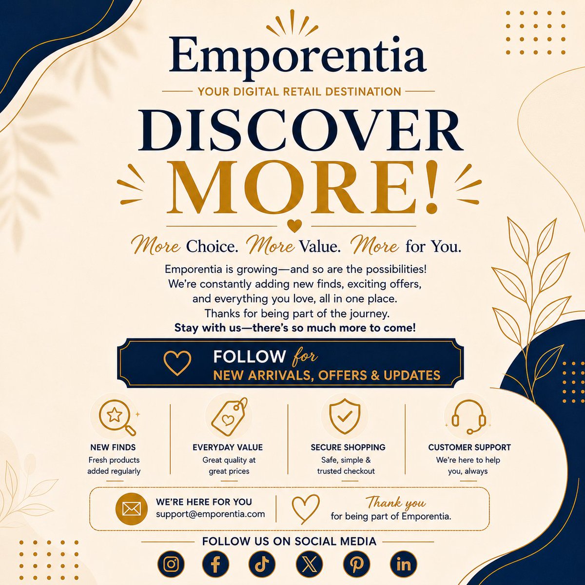 Emporentia's tweet photo. Discover more with Emporentia. ✨

More choice. More value. More for you.

Follow us for new arrivals, offers, and updates.

Visit: https://t.co/9L5kZQ5cIL

#Emporentia #OnlineShoppingUK #DigitalRetail #ShoppingDeals https://t.co/l4iiXwtfEY