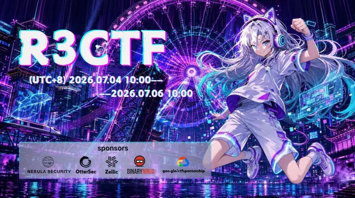 r3kapig's tweet photo. R3CTF 2026 will begin in less than 24 hours. We hope you have already registered the necessary accounts and created your team here -> https://t.co/0T8lkA8PaO

We would like to express our sincere gratitude to our sponsors, whose support has made this year’s event possible. https://t.co/SzTIhQFb3N