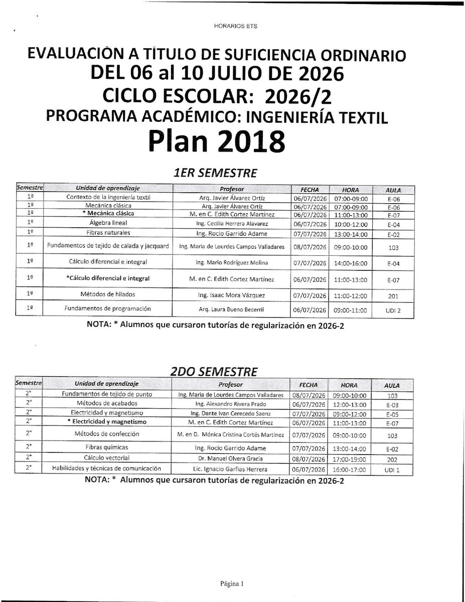 ESIT_OFICIAL's tweet photo. El Depto. de Evaluación y Seguimiento Académico ESIT comparte:
CALENDARIO ETS 26/2. https://t.co/B9ClvoELN6
