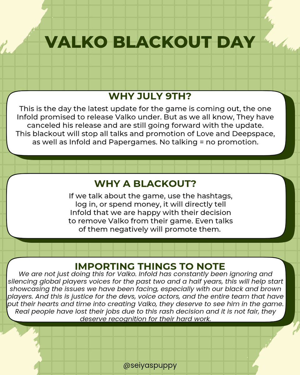 wensunshine1111's tweet photo. 🚨🐺INFORMATION ON THE GLOBAL BLACKOUT🐺🚨

Feel free to share these pictures and post them on your own account and other socials, no credit needed.
#Valko #JusticeForValko #恋与深空 #敖尹 #LADS #BringValkoBack #SaveValko #BringBackValko
#LADSValkoReturn https://t.co/iaNfBPjCrr