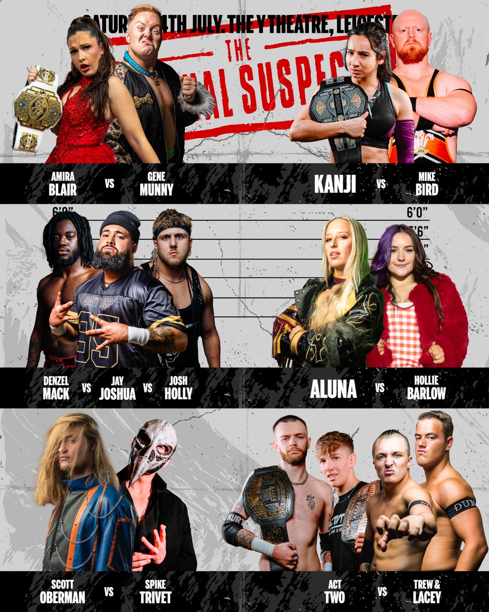 W_Resurgence's tweet photo. The Unusual Suspects are lined up and await your verdict.

Tomorrow, the case is finally settled at The Y Theatre, Leicester. Don't miss a night of unforgettable action. 🎟️ https://t.co/vjN6bgKbTF