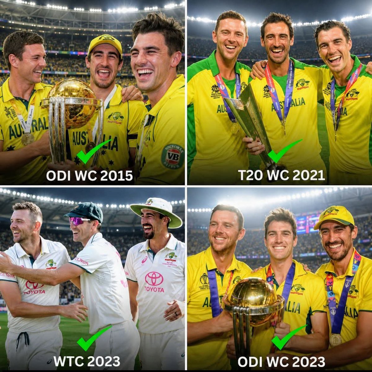 TalhaRamza56's tweet photo. Dominance. Consistency. Legacy. 💪🏏
Do you think this is the greatest era in Australian cricket? 👇🇦🇺
#australia #patcummis #JoshHazlewood #starc https://t.co/Mx2q8O5VUz