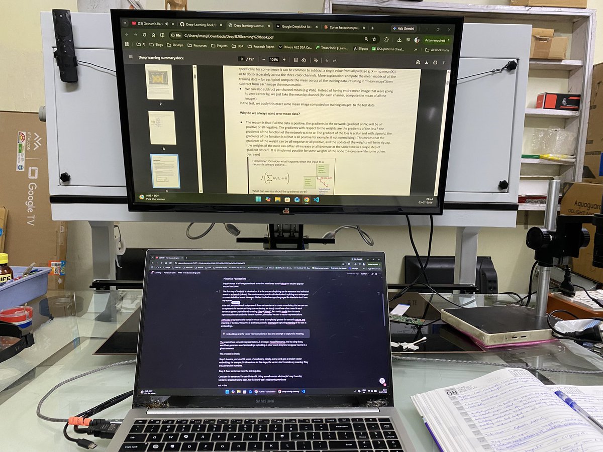 MIrukulla's tweet photo. That’s all for the day. 

✅ Revision Deep Learning 
✅ Revision LLMs 
✅ Prepare for an interview. 
✅Applied Google DeepMind hackathon. 
✅ Project research and architecture planning. https://t.co/pa3tgIiaxN