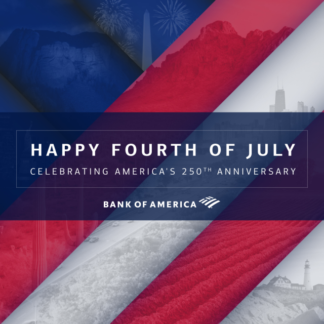 01rmarch's tweet photo. The Fourth of July is always special – and celebrating America's 250th anniversary makes this year even more meaningful! At @BankofAmerica, we’re proud to support initiatives that help drive our country’s progress. https://t.co/Zdc4MYAQmx https://t.co/icnYltWRb1