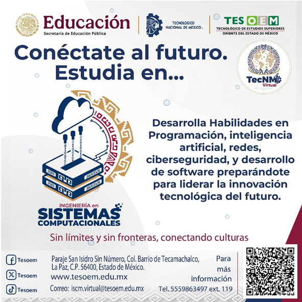 tesoem's tweet photo. ¿Listo para dar el siguiente paso?
Estudia una carrera virtual con el respaldo del TecNM, sin importar dónde te encuentres. Escanea el código QR y comienza hoy mismo tu camino hacia el éxito profesional.
https://t.co/A7RlGRmnqa https://t.co/xsd8tYIj3k
