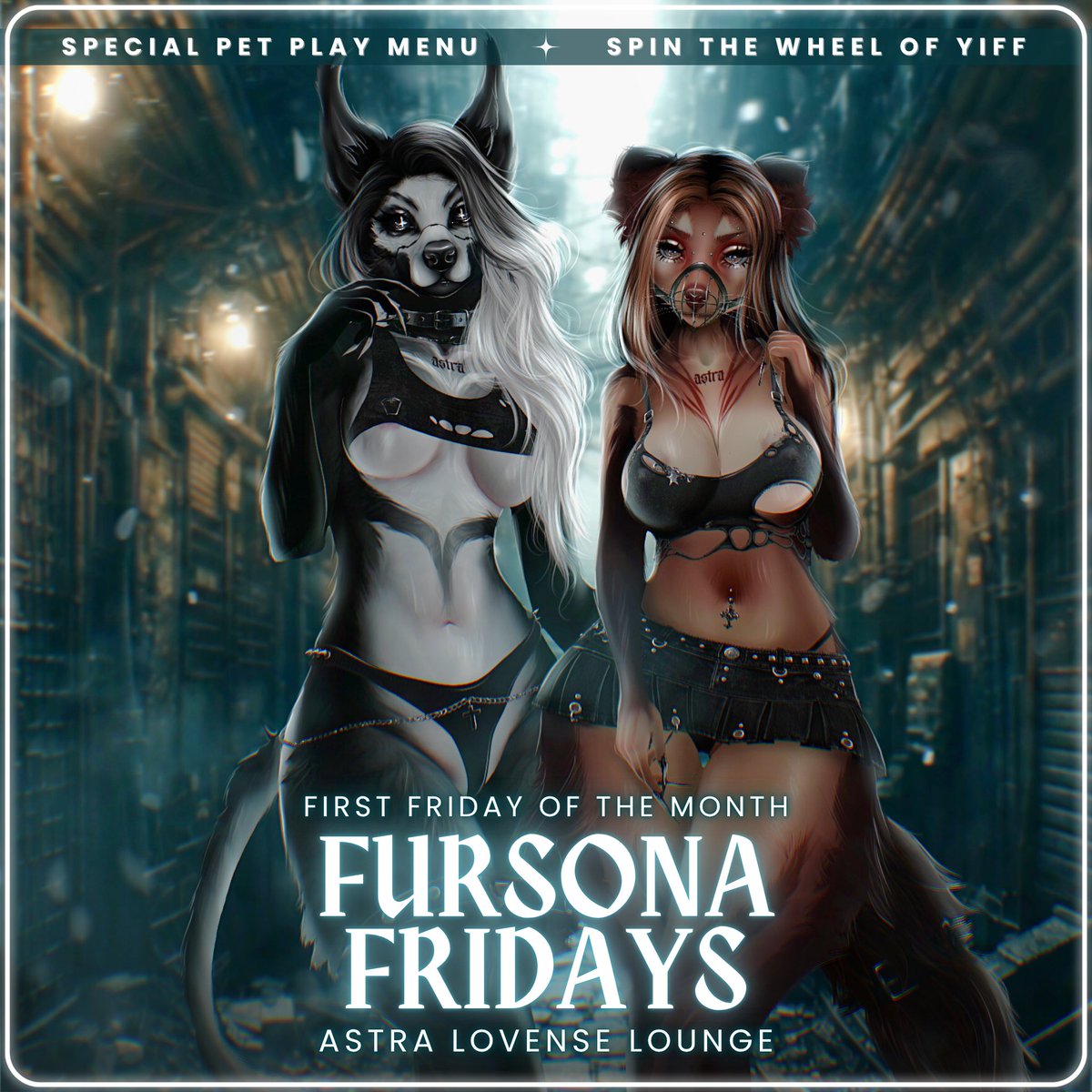 AstraLoungeSL's tweet photo. Purring, prowling and a little bit feral... our girls are stepping into their petplay era and you're invited. Fursona Fridays at Astra~ https://t.co/lkr49ILoXJ