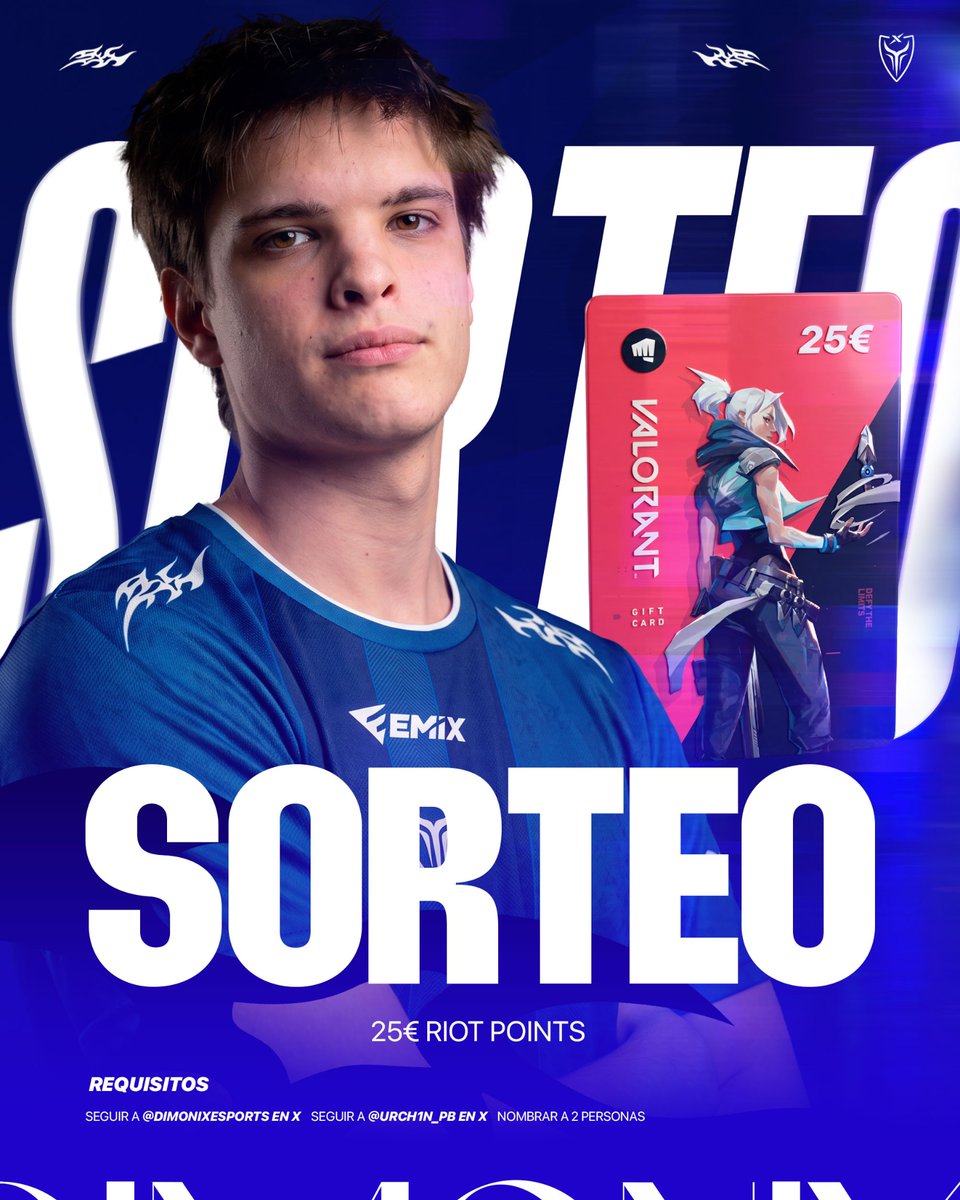 DimoniXEsports's tweet photo. 🎁 𝐒𝐎𝐑𝐓𝐄𝐎 ➨ 𝟐𝟓€ 𝐑𝐈𝐎𝐓 𝐏𝐎𝐈𝐍𝐓𝐒.

 ¡Os dejamos los requisitos abajo! 👇🏻 

• Seguir a @Urch1n_Pb en TWITCH 📺
• Seguir a @DimoniXEsports y dar RT a esta publicación.

Es OPCIONAL pero suma % de que te toque:

• Seguirnos en IG (Link en la WEB)

#MásQueUnAlma 💙 https://t.co/l3hiPfny1n