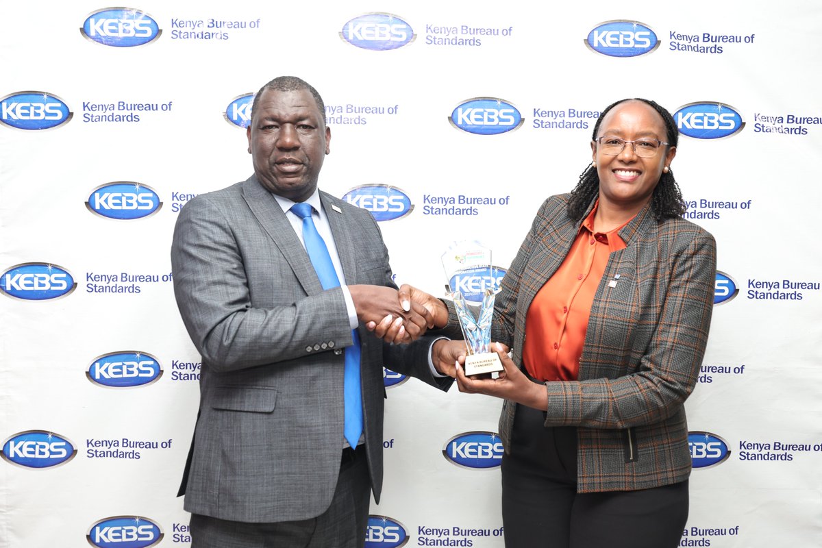 KEBS_ke's tweet photo. 🏆 We Did It! 🏆
KEBS is proud to be recognized as the 2nd Runner-Up in the State Corporation Productivity Award Category at the National Productivity and Performance Awards 2026.
The award was presented to KEBS MD , Esther Ngari,EBS, by Mr. Mohamed Aden Abdi, Commissioner, Salaries and Remuneration Commission (SRC); Mr. Leonid Ashid, Commissioner, Salaries and Remuneration Commission (SRC); and Mr. Abdiaziz Sheikh Maad, Deputy Director, Productivity and Performance, SRC, underscored the importance of productivity, innovation, and operational excellence in public service.

This prestigious recognition affirms our commitment to delivering on our mandate with excellence, innovation, and operational efficiency. Every day, we strive to generate value for Kenya by balancing performance, sustainable revenue growth, prudent resource utilization, and impactful service delivery.

This achievement reflects the dedication of our staff, the trust of our stakeholders, and a culture anchored on integrity, professionalism, teamwork, innovation, customer focus, and continuous improvement.
Together, we are building a high-performance culture that advances national development, delivers public value, and strengthens Kenya’s competitiveness on the global stage.
#KEBS #ProductivityAwards2026 #QualityMatters #PublicValue #OperationalExcellence #Innovation #Integrity #Teamwork #ServiceExcellence #StandardsForGrowth #TeamKEBS #ProductivityAndPerformanceAwards 🏆🇰🇪✨^RN