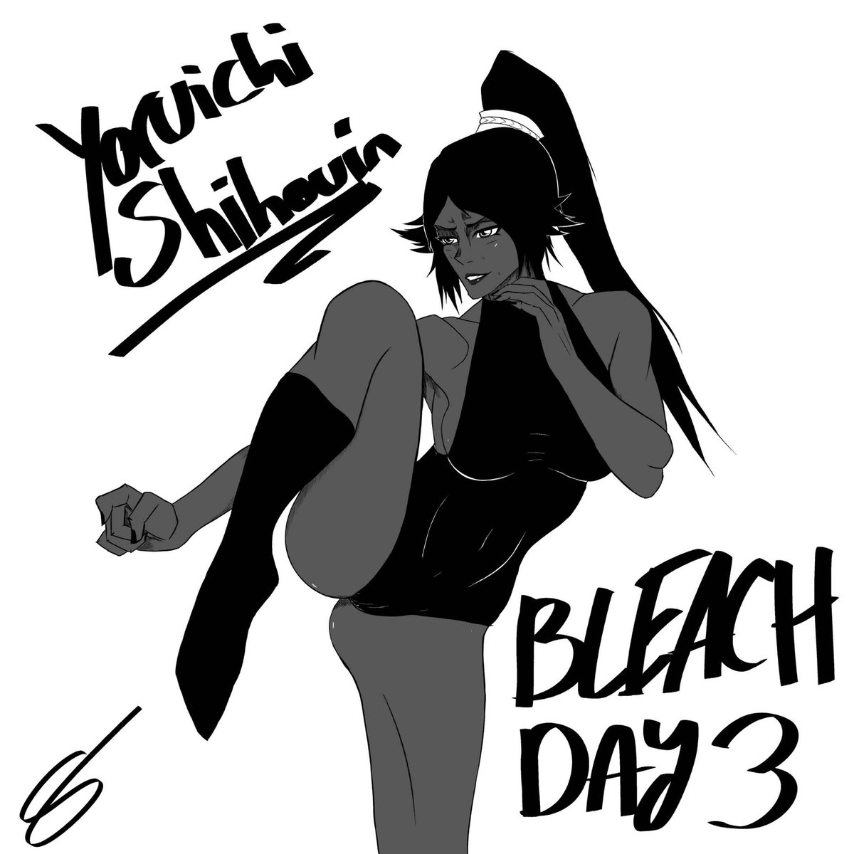 Cred7099's tweet photo. Yourichi Shihouin 
Drawing a bleach character every day for a month Day 3
#YoruichiShihōin #BleachTYBW #BLEACH https://t.co/AoELpDQMt9