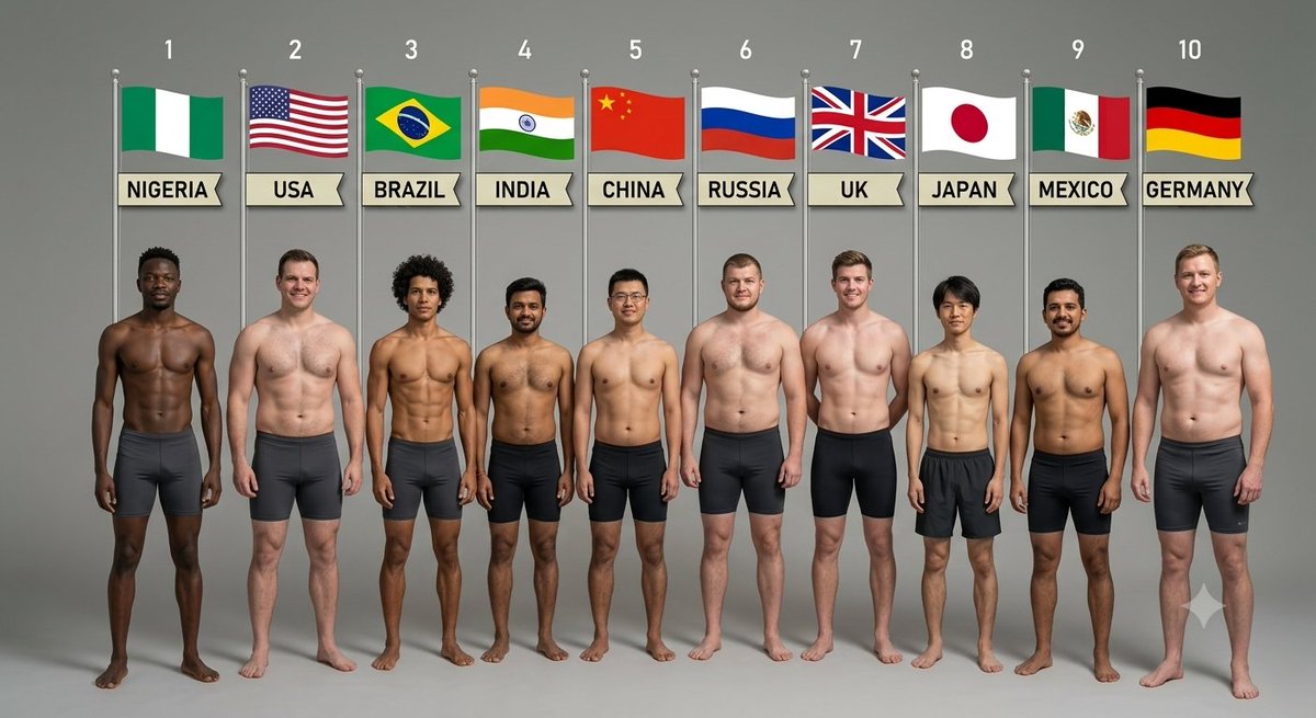 Kxngstn_'s tweet photo. What the average physique of men  in these countries looks like; https://t.co/575PFmqVyZ