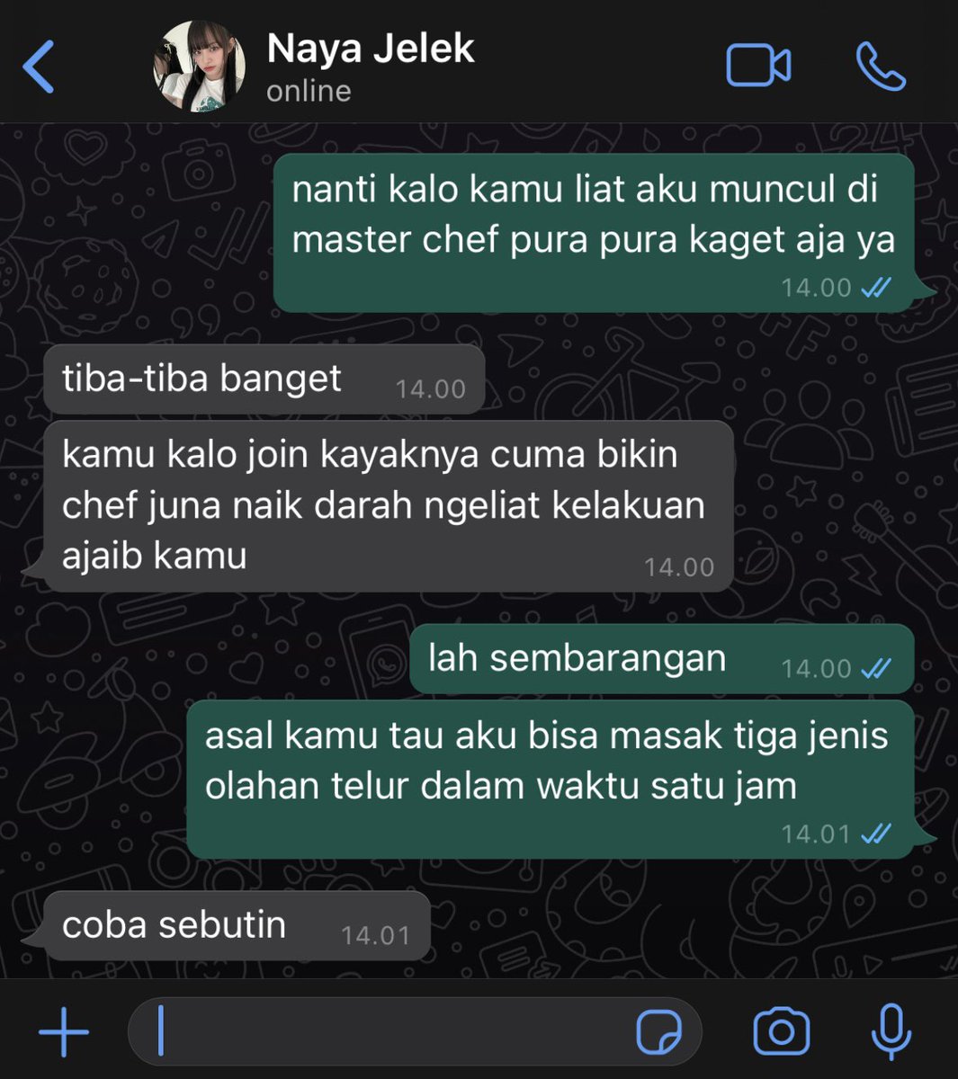gasp_ink's tweet photo. zizi si master chef soon to be winner 

nishimura riki one tweet au https://t.co/QopkH9ipZQ