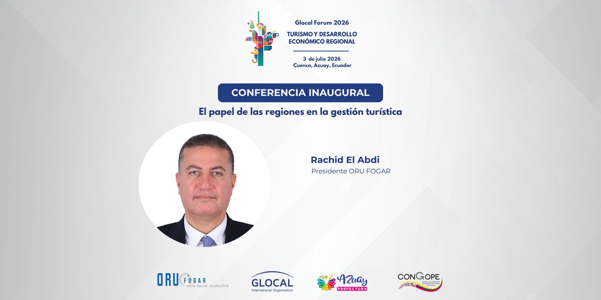 ORU_esp's tweet photo. 🌍 Hoy comenzó la jornada del Foro de Turismo y Desarrollo Económico Regional en Cuenca, Ecuador 🇪🇨.  En la apertura, el presidente de ORU Fogar, Rachid El Abdi, destacó el papel estratégico de las regiones para impulsar el turismo como un motor de desarrollo.  #RegionsForTourism https://t.co/jxWgD31fzo