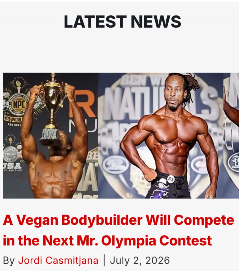 Fatcows2's tweet photo. Torre Washington Is The First Vegan, All-Natural Bodybuilder To Earn A Place At The Prestigious Mr. Olympia Contest In Las Vegas.

Source: Unchained TV https://t.co/FdJwJTaEFm