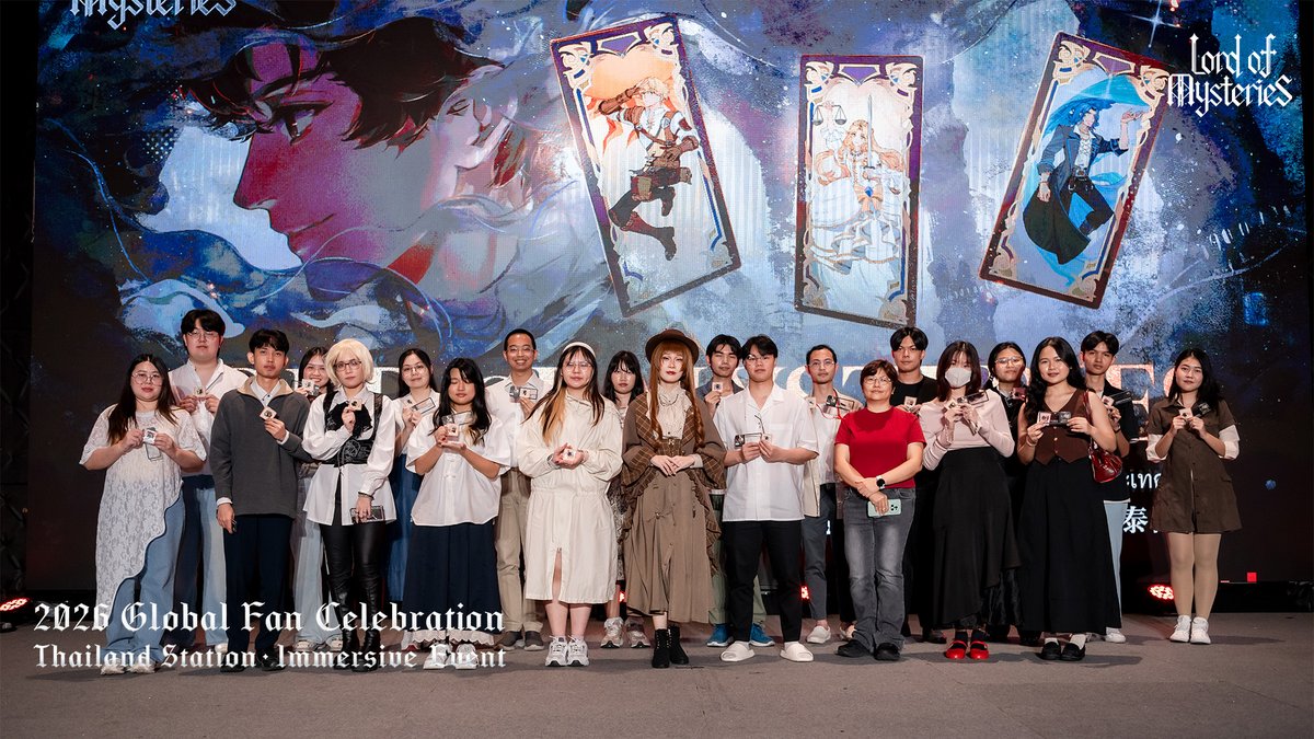 LOM_officialEN's tweet photo. The sound of the Gray Fog Bells echoed over land and sea as the Bangkok (Thailand) and Macau (China) stations of the 2026 Global Fan Carnival came to a successful close.
✨ Check out the highlights from the event below 📷

Thank you to every “Curly-Haired Baboon” who made the trip—we look forward to seeing you again in the near future! Praise the Fool!

#LOMGlobalFes #LordofMysteries #Lomimmersiveevent #Thailand #Macau