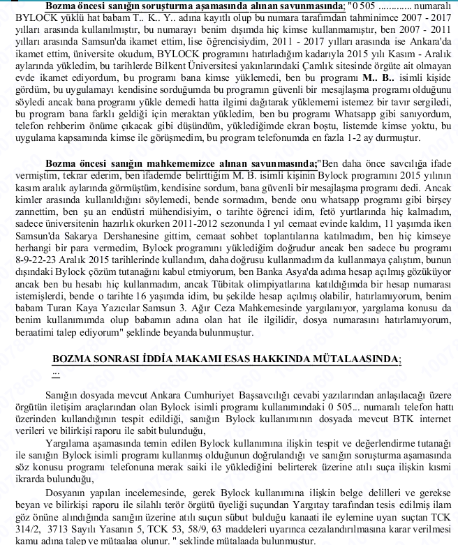SametHukuk's tweet photo. ANKARA 18. ACM

2025/653 Esas ve 2026/131 Karar
08.05.2026 Tarihli Güncel Karar

Bylock programını indirdiğini fakat örgütsel amaçlı kullanmadığını ifade eden sanığın beraatine karar verilmiştir. 

Dosyadaki diğer iddialar; Bank Asya hesap kullanımı, 17-25 Aralık süreci öncesi evde kalma ve sohetlere katılma.