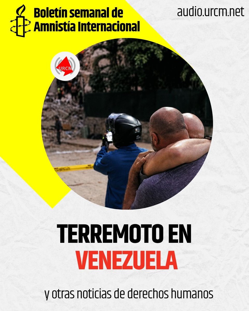 URCMadrid's tweet photo. Terremoto en Venezuela y otras noticias de derechos humanos
▶3:30 https://t.co/dSXbLKmyGY

🔊 𝗕𝗼𝗹𝗲𝘁𝗶́𝗻 𝘀𝗲𝗺𝗮𝗻𝗮𝗹 𝗱𝗲 𝗔𝗺𝗻𝗶𝘀𝘁𝗶́𝗮 𝗜𝗻𝘁𝗲𝗿𝗻𝗮𝗰𝗶𝗼𝗻𝗮𝗹 𝘀𝗼𝗯𝗿𝗲 𝗱𝗲𝗿𝗲𝗰𝗵𝗼𝘀 𝗵𝘂𝗺𝗮𝗻𝗼𝘀, producido por @amnistiaespana  con @urcmadrid https://t.co/un085lXhil