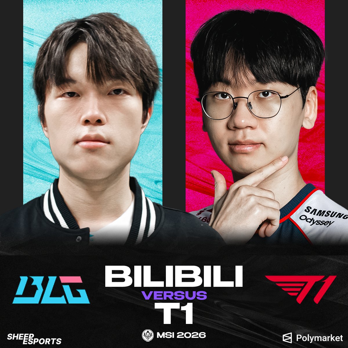 Sheep_Esports's tweet photo. ⚔️ FIRST STAND CHAMPIONS JOIN THE BATTLE ⚔️

🇰🇷 Doran vs Bin 🇨🇳
🇰🇷 Oner vs XUN 🇨🇳
🇰🇷 Faker vs Knight 🇨🇳
🇰🇷 Peyz vs Viper 🇰🇷
🇰🇷 Keria vs ON 🇨🇳

T1 🇰🇷 is favored to outperform at BLG 🇨🇳 at MSI, with a 74% chance per Polymarket https://t.co/daZhyV4AZp