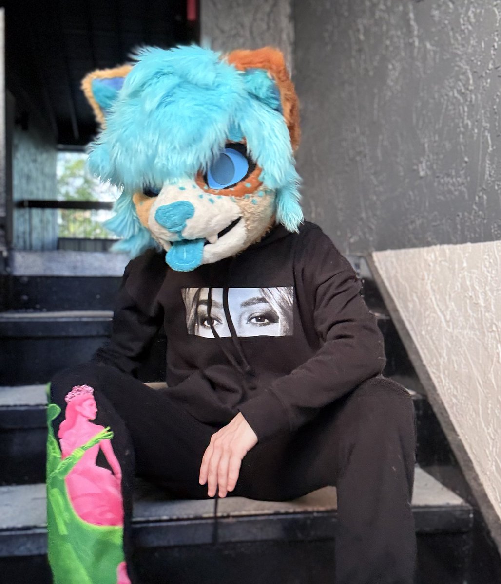 TheFerretFinley's tweet photo. My neighbor caught me taking this photo lmao. 
Stay weird, furries! #fursuitfriday 
(Suit made by me, @FerretFactory) https://t.co/hTcb7NV0K7
