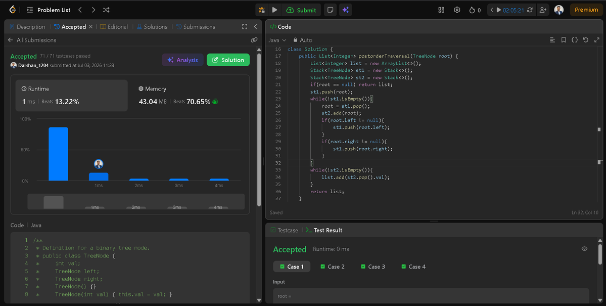 Darshan2042's tweet photo. 📅 Day 33/45 of #SDESheetChallenge @takeUforward_
@striver_79
🎯 Today's grind: Binary Tree
 🔹In-order Traversal
 🔹Preorder Traversal
 🔹Postorder Traversal
 🔹Morris Inorder Traversal

Every new topic is another step toward becoming interview-ready.
#BinaryTree #TreeTraversal https://t.co/TlUNyiKP3Q