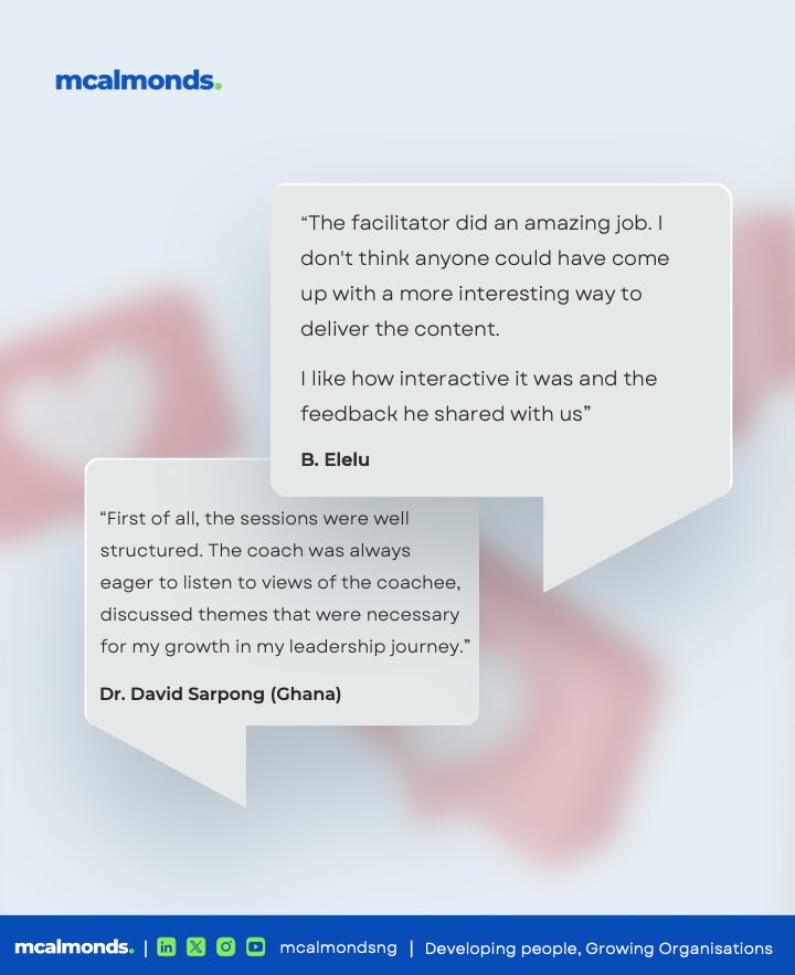 mcalmondsng's tweet photo. Don’t just take our word for it, read directly from some of our participants as they share their reflections on one of the training sessions they attended, the quality of the learning experience, and the practical insights they gained from it.

As we step https://t.co/zFIKXSUmL0 https://t.co/9tcrEU8iiI