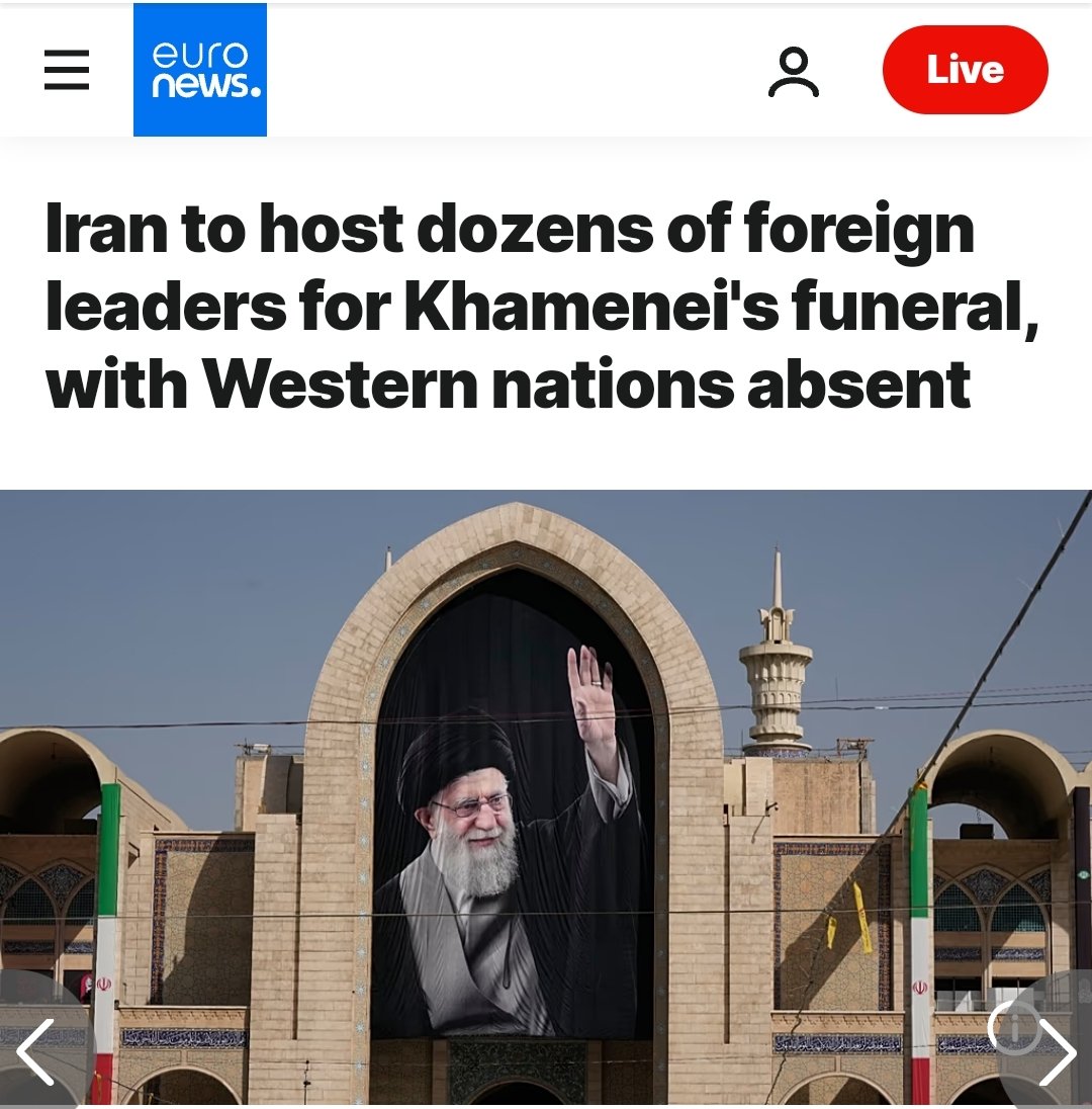 SizweLo's tweet photo. South Africa has not sent a delegation to the funeral of the martyred Supreme Leader Ayatollah Khamenei.

We don’t want to hear anything more from imperialists, liberals and right wingers about how South Africa is aligned with Iran.
South Africa stands with bankers. Periodt. https://t.co/UoKnG75dCI