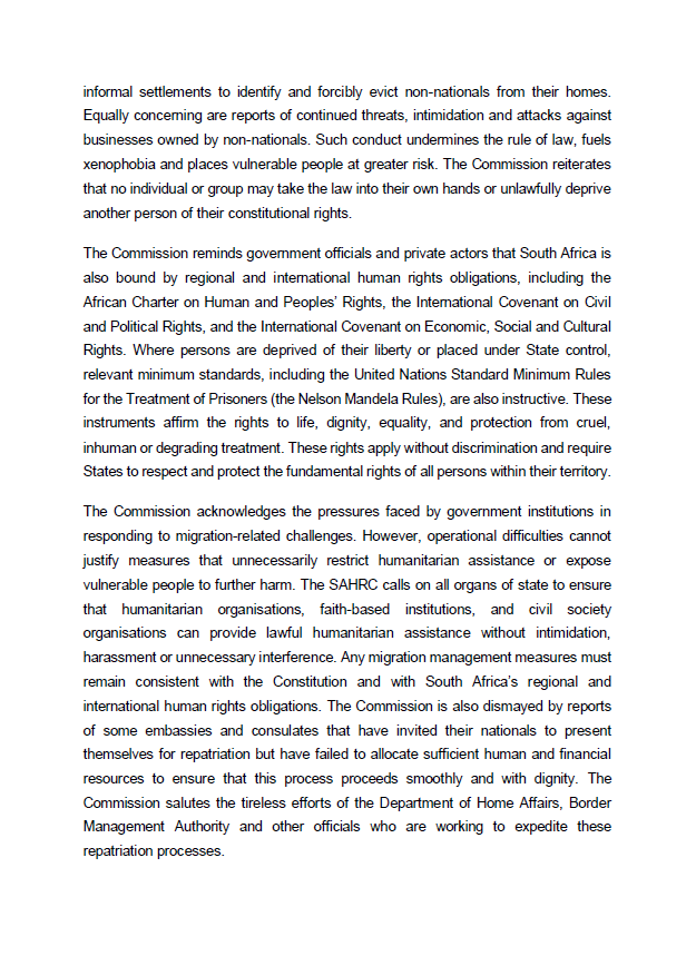 SAHRCommission's tweet photo. Media Statement: The South African Human Rights Commission Calls for the Protection of Humanitarian Organisations and the Rights of Displaced Non-Nationals https://t.co/eQ4geKUXtC