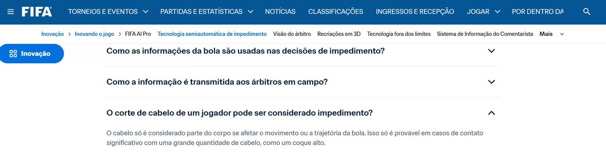 oNathanLima's tweet photo. @Kolhiu_Reizinho @fiel_numetal Mais uma vez você distorceu uma resposta da FIFA pro seu argumento:

O que ela respondeu aqui foi sobre considerar o cabelo para impedimento do PRÓPRIO jogador. Ou seja, usar o cabelo como base para falar que esse jogador está ou não impedido https://t.co/dV2gq8eYEe