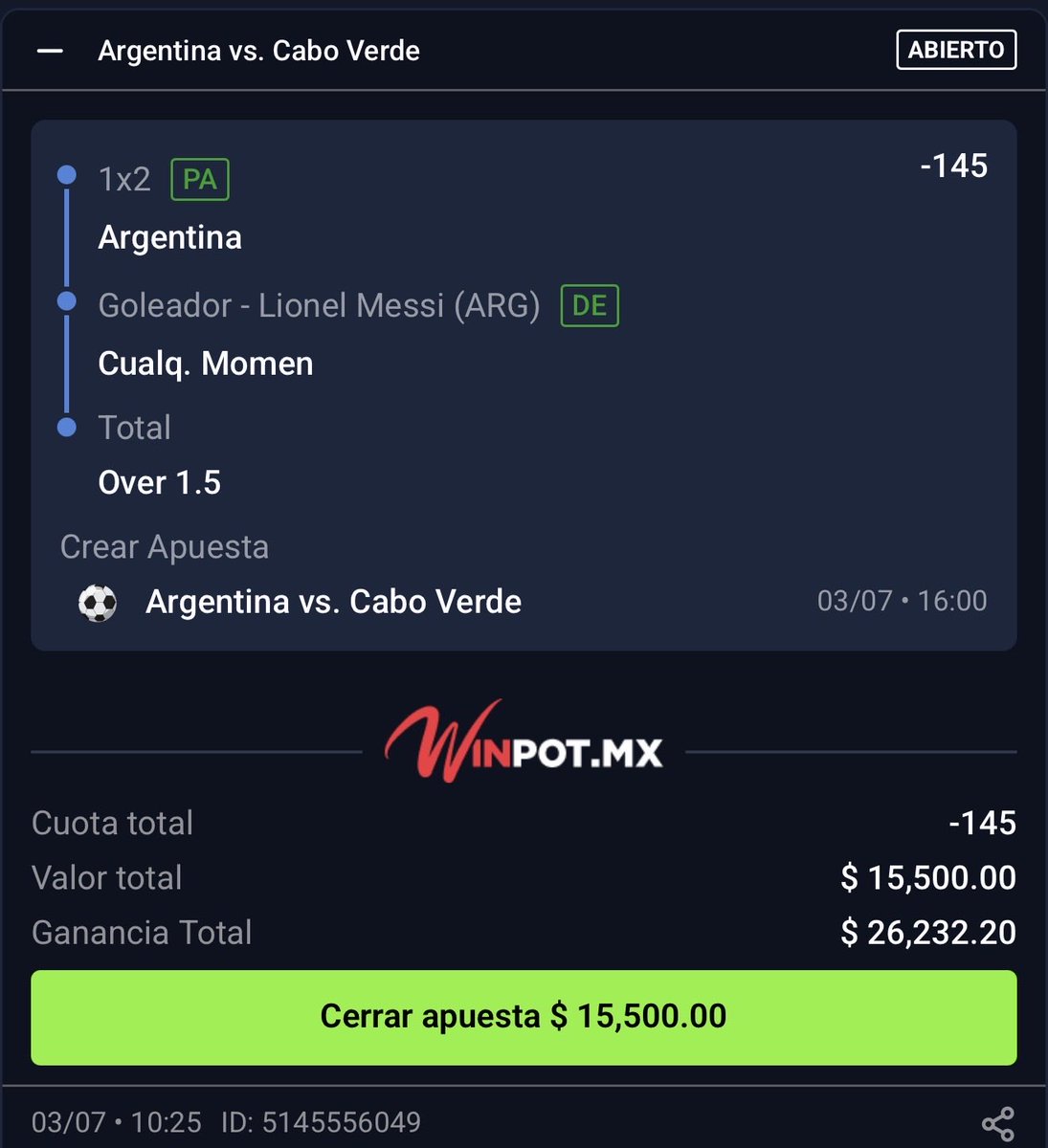 Vikingonegroa's tweet photo. Está Apuesta me ENCANTA para que Ganemos Todos Hoy Juntos una Vez Más👑🫵🏿⚽️

Crear Apuesta👑 (-145
-Argentina ML
-Lionel Messi Anota en Cualquier Momento
-Over 1.5 Goles

Deja tu Like y comenta Pura Buena Vibra si me sigues❤️🍀 https://t.co/qU491fMRO3