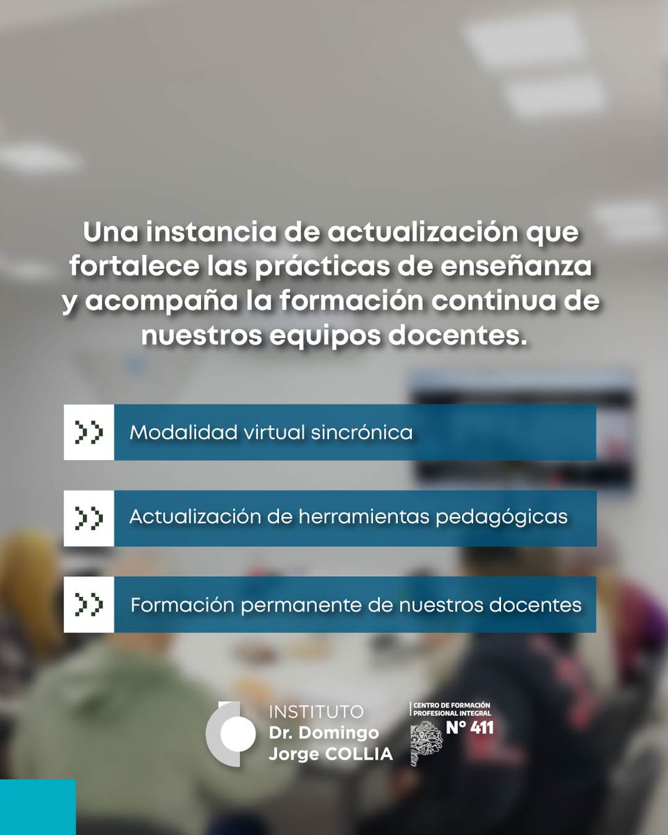 InstitutoCollia's tweet photo. Docentes e instructores del CFPI N.º 411 participaron de una capacitación virtual sincrónica orientada al fortalecimiento de las prácticas de enseñanza y la formación continua. 💻📚 https://t.co/bCTRTQ98xx