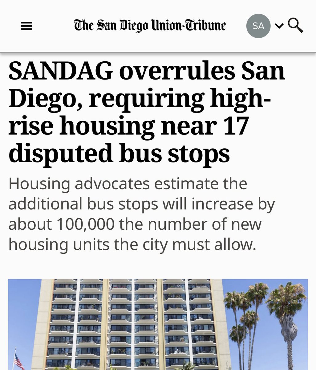 realsaadasad's tweet photo. Reminder: You can be the change.

City of SD initially didn’t interpret many rapid bus stops as eligible for SB 79.

@YIMBYDemsSD, a volunteer group, argued those stops should be included and convinced the City punt interpretation to SANDAG, the regional planning agency.

The YIMBY Dems then took its argument to SANDAG w/ the help of @CMWhitburnD3 and pushed for them to include the bus stops.

And the they largely won!

Local advocates are what drives the YIMBY movement. Be the change for your region!