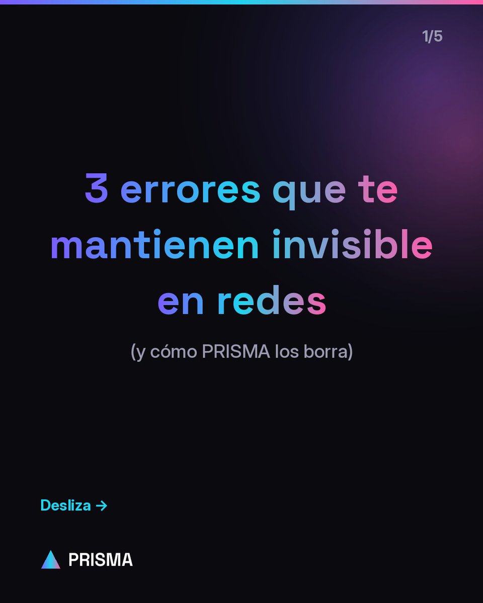 CarlitoFluito's tweet photo. Llevas meses diciendo que 'tienes que estar en redes' y sigues invisible. No es vagancia: son 3 errores. Te los enseño (y cómo PRISMA los borra). Desliza → https://t.co/sMAOavkack