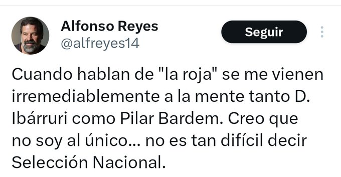 Mortimer_Fu's tweet photo. La derecha acomplejada.
Alfonso, por favor, que lleva sienod La Roja de toda la vida. Vete un poco a la mierda. https://t.co/16MnIlKkg8