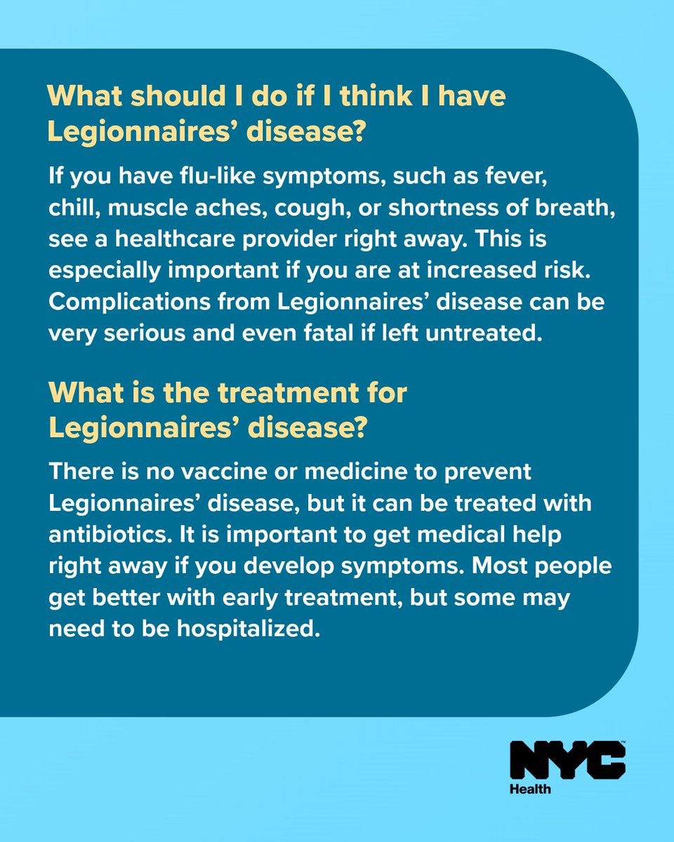 nycHealthy's tweet photo. We’re investigating a cluster of Legionnaires’ disease on the Upper East Side (ZIP codes 10028 &amp; 10128). If you live or work in this area or visited the area since late June and are experiencing flu-like symptoms, contact a healthcare provider immediately: https://t.co/0rXv78p1V1 https://t.co/Z4i7iYnnaB