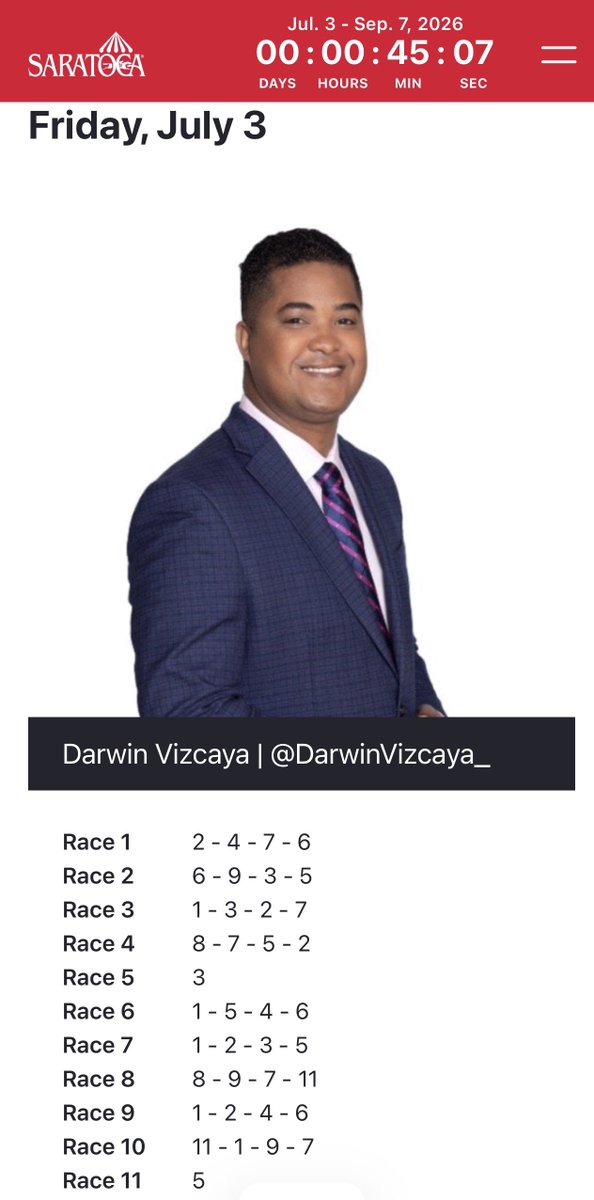 DarwinVizcaya_'s tweet photo. Activos con la información 
ganadora de #Saratoga 
2 Best Bet para empezar 
ganando en la semana. 
#Nyraenespañol @TheNYRA https://t.co/VS4jZtTlaf