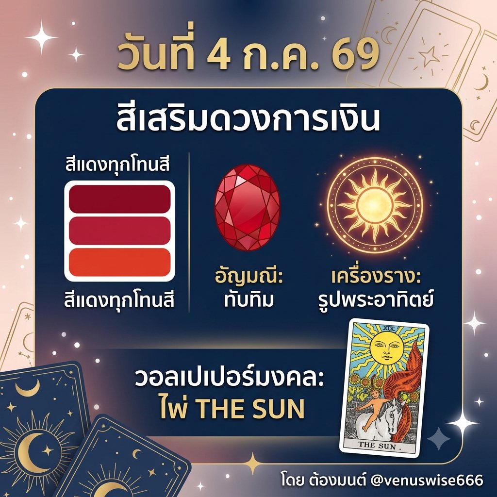 VeNusWise666's tweet photo. สีมงคล 4 ก. ค. 69
#สีมงคลประจำวัน 
#ดูดวง #Wallpapers 
คนที่รีโพสต์ขอให้เฮงๆรวยๆค่ะ https://t.co/5i5Kmho0GJ