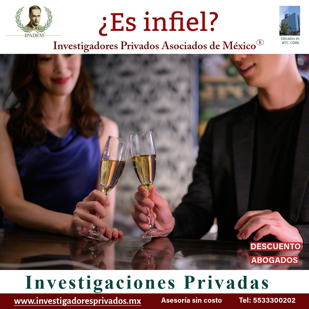 IPADEM2's tweet photo. Sospechas de una infidelidad? 📷📷
No te quedes con la duda...
📷 Revisan el celular a escondidas
📷 Llegan tarde sin explicación
📷 Cambios en su actitud
📷 No imagines... Descubre la verdad.
Llama ahora: |55 2716 1689   55 3330 0202  Asesoría sin costo https://t.co/DcoD8DtpgO