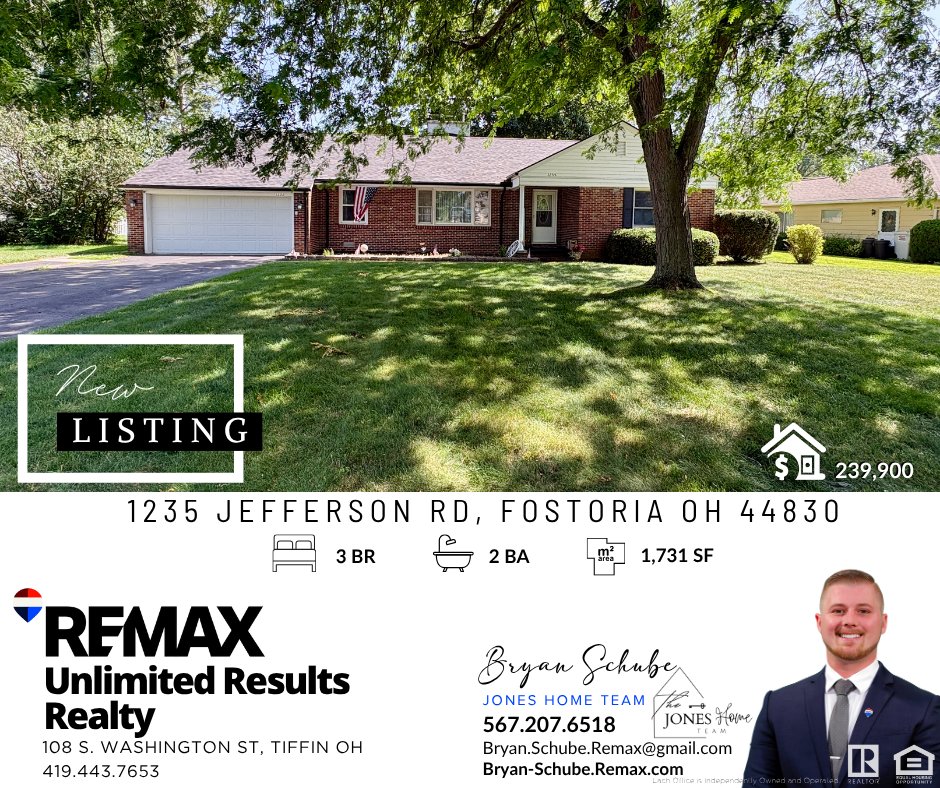 UnlimtedResults's tweet photo. ๐ก๐๐ช ๐๐๐ฆ๐ง๐๐ก๐!
1235 Jefferson Rd, Fostoria OH
๐๏ธ3 BR | ๐ฝ2 BA | ๐1,731 SF
๐๐ฟ๐๐ฎ๐ป ๐ฆ๐ฐ๐ต๐๐ฏ๐ฒ | ๐ฑ๐ฒ๐ณ.๐ฎ๐ฌ๐ณ.๐ฒ๐ฑ๐ญ๐ด
๐๐ผ๐ป๐ฒ๐ ๐๐ผ๐บ๐ฒ ๐ง๐ฒ๐ฎ๐บ
For more info: https://t.co/TukS0zR0z0
#realestate #remaxagent #cmn #northwestohio #newlisting https://t.co/YUfBwMO1ju