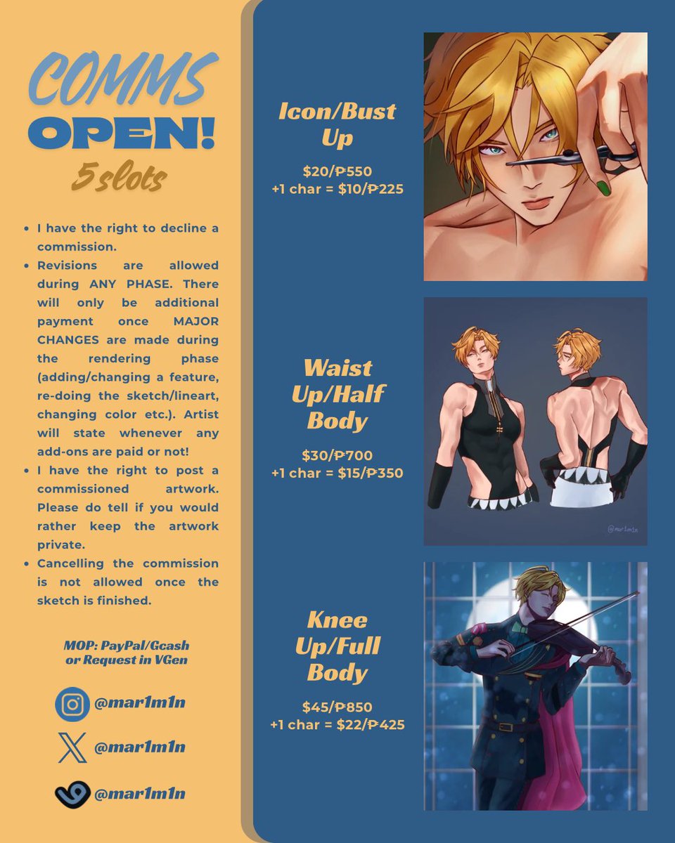 mar1m1n's tweet photo. COMMISSIONS OPEN ✨

5 slots open! See more details in carrd: https://t.co/FmuuwiVIeH

To request, please contact me via https://t.co/s5H600xLMg or dm! 

Rts and likes are appreciated tysm!!! ❤️

#vgencomms #commsopen https://t.co/WflYjlvkwi