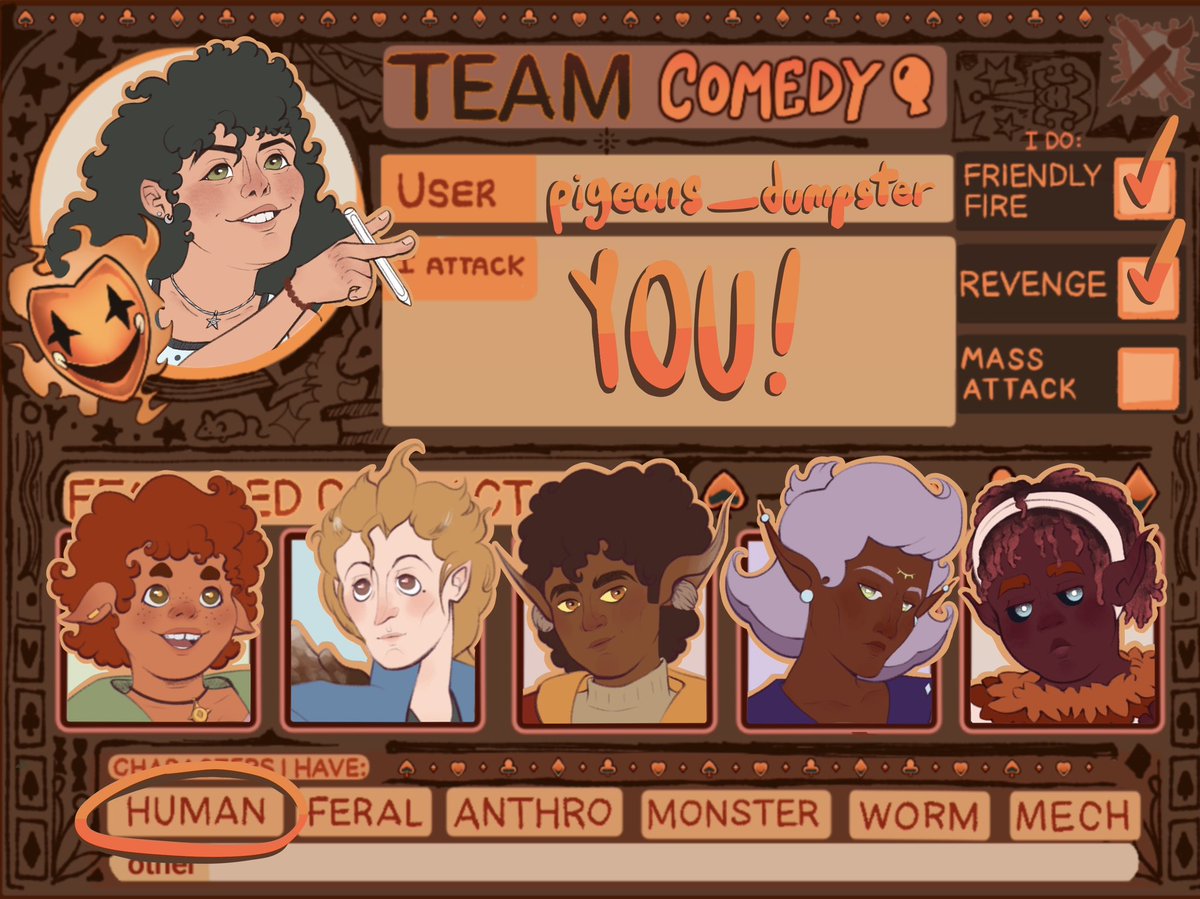 DumpsterPigeons's tweet photo. hey hey! thought i might as well post my artfight on here! post your card in the replies, i’m looking for new victims muahahah #artfightㅤ https://t.co/1Yh2Tknkp4