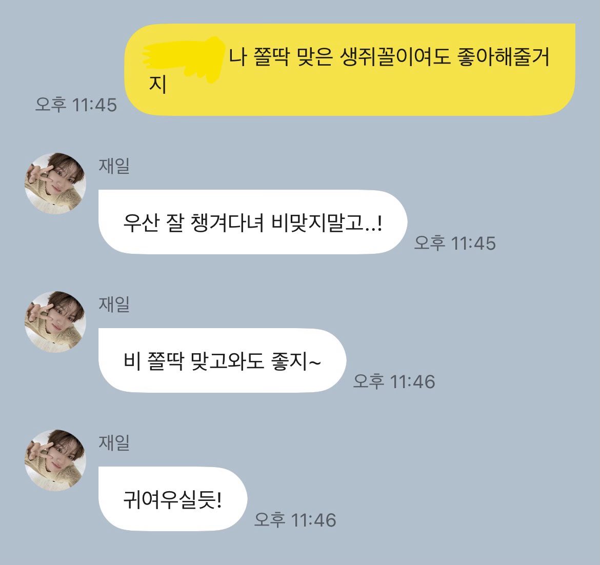 uummmee2's tweet photo. 재일이가 비 쫄딱 맞은 나도 귀여워해줘서 고맘네 、、🥺 https://t.co/0a40gQaczr