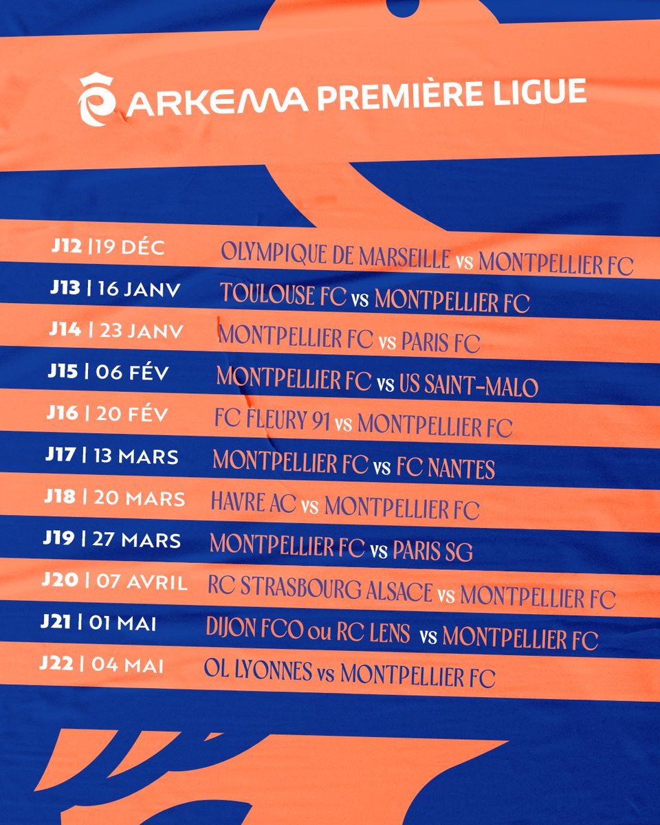 Montpellier__FC's tweet photo. 𝟐𝟔/𝟐𝟕 𝐟𝐢𝐱𝐭𝐮𝐫𝐞𝐬 ⚔️🫡
👀 Bientôt le retour de l’@ArkemaPL ! https://t.co/T6WfZbRMTx