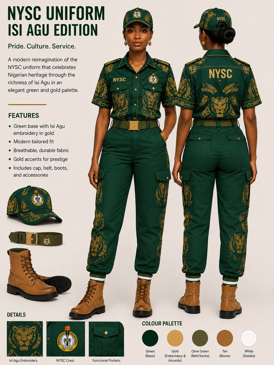 estaeree_'s tweet photo. And here is the green version of the NYSC Isi Agu new uniform inspo https://t.co/hVuzb4018N