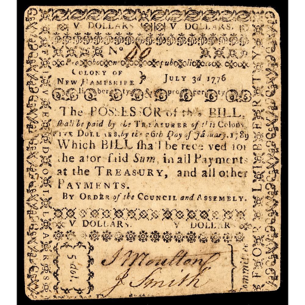 250YearsAgoLive's tweet photo. New Hampshire issues a new set of currency.

Please check your purses to see if you have the correct notes. https://t.co/DHE3VmVQ3u