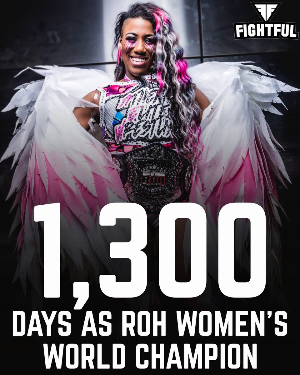Fightful's tweet photo. .@AthenaPalmer_FG has surpassed 1300 days as ROH Women's World Champion.

The Forever Champion! https://t.co/FQOBLBrimx